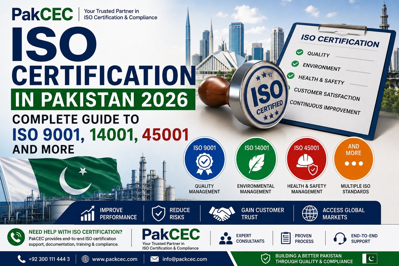 ISO Certification in Pakistan 2026: Complete Guide to ISO 9001, 14001, 45001 and More