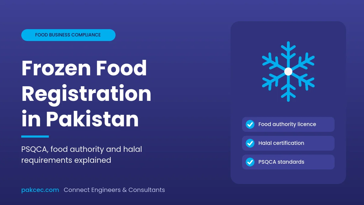 Frozen food registration in Pakistan: food authority licence, halal certification and PSQCA standards
