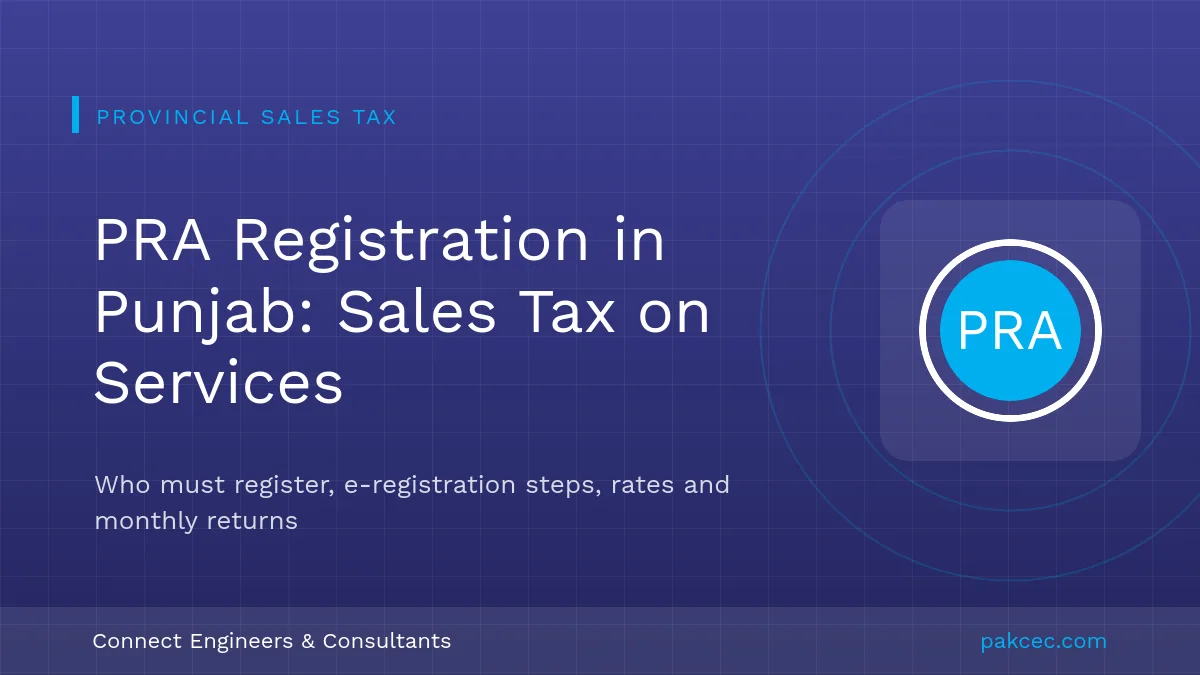 PRA registration for sales tax on services in Punjab, Pakistan