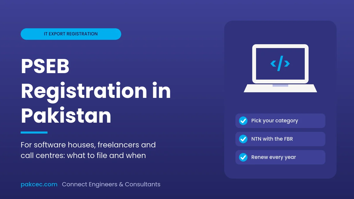 PSEB registration in Pakistan for software houses, freelancers and call centres